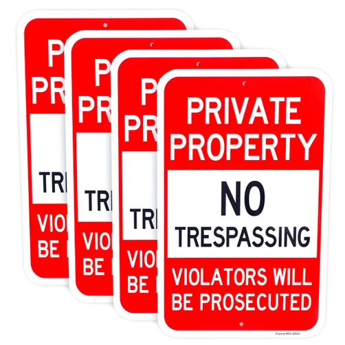 Enjoyist 4 Pack Large Private Property No Trespassing Sign, Violators Will Be Prosecuted, 18