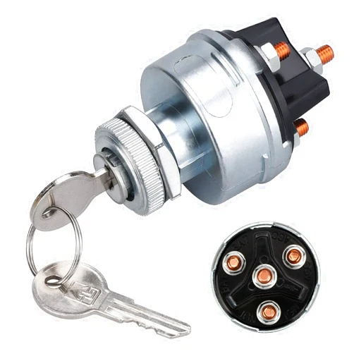 LOCOPOW Ignition Key Switch,4-Position Universal Starter Key Ignition Switch 12v fit for Car, Forklift, Truck, Tractor, Trailer, Caterpillar, Agricultural,Construction Vehicles,Acc/Off/IGN/(Start)