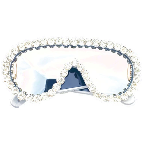 Mincl Fashion One Piece Rhinestone Sunglasses For Women Vintage Oversized Silver Shield Diamond Sun Glasses Female Party Shades