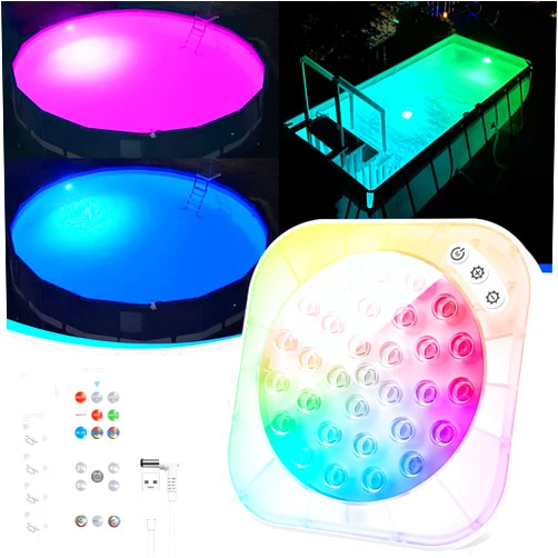 LanPool Pool Lights, Rechargeable Underwater Pool Lights for Above Ground Pools with Remote, Led Pool Light for Inground Pool Waterproof, Magnetic Submersible Led Lights for Swimming Pool,Pond,Hot tub