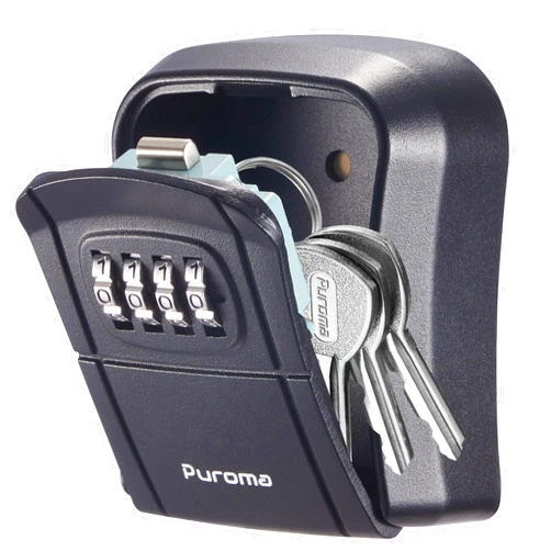 Puroma Key Lock Box Combination Lockbox Wall-Mounted Key Storage Box for House Keys, Resettable Code Safe Security Lock Box for Home, Office, Garage, Apartment Spare Key Storage (1 Pack, Black)