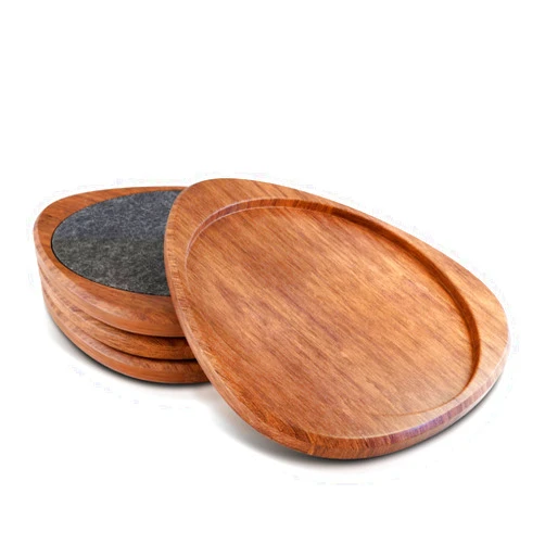 Roonin Mid Century Modern Decor Coasters - MCM Decor - Modern Coaster for Gift Ornaments Home Office - Walnut Coasters for Drink (Set of 4)