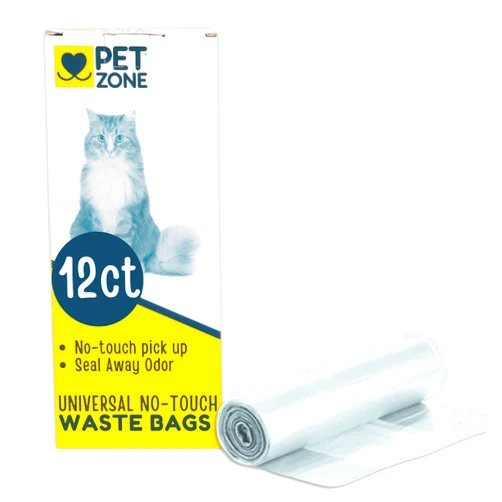 Pet Zone Universal No-Touch Cat Litter Bags & Waste Bag (Pet Waste Bag Great for Cat Litter Boxes) 12 Pack