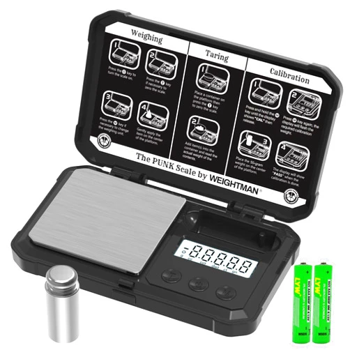 WEIGHTMAN Gram Scale, 200/0.01g Black Scale, Scales Digital Weight Grams with 50G Calibration Weight, Digital Pocket Scale Gram and OZ, Small Digital Scale 6 Units, Large LCD Screen, Battery Included
