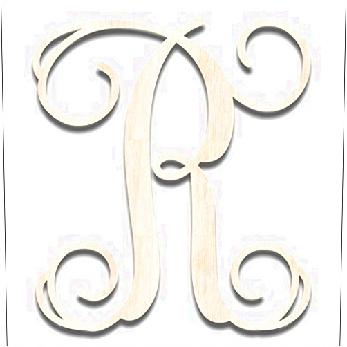 Back40Life - Precision Cut Vine Wood Monogram Letter - 13-inch Unfinished R