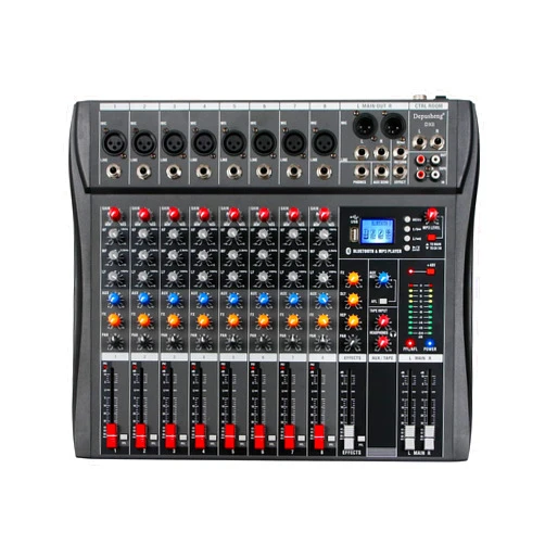 Depusheng DX8 Professional Mixer Sound Board Console 8 Channel Desk System Interface Digital USB MP3 Input 48V Phantom Power Stereo DJ Studio FX Steel Chassis,Black Bluetooth USB Audio Mixer for PC