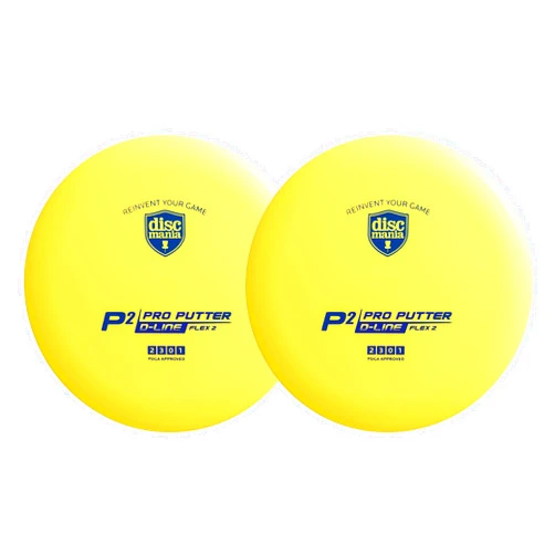 Discmania D-line P2 Flex 2 Disc Golf Putter 173-176g - Pack of 2 (Colors May Vary)