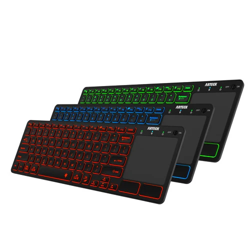 Arteck Universal Backlit 7-Colors Bluetooth Touch TV Keyboard with Easy Media Control and Build-in Touchpad for TV-Connected Computer, Smart TV, Desktop, Laptop, iPad, Surface, Tablet, HTPC