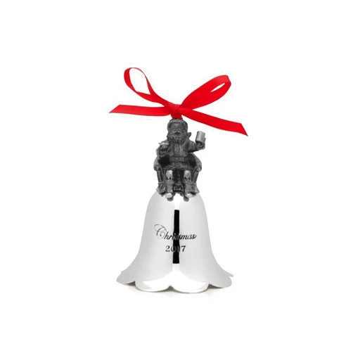 Wallace 2017 Nickel Plated Santa Bell Ornament, 26th Edition
