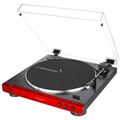 Audio-Technica AT-LP60XBT-RD Fully Automatic Belt-Drive Stereo Turntable, Red/Black, Bluetooth, Hi-Fi, 2 Speed