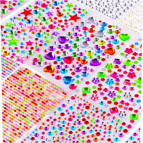 NIUBIER Gem Stickers, 3005 Pcs Rhinestone Stickers, Jewel Stickers Self Adhesive, Bling Acrylic Gems for Crafts, Stick on Gems & Pearls for Makeup, DIY, Eye, Nail, Muti Colors, Shapes, Sizes
