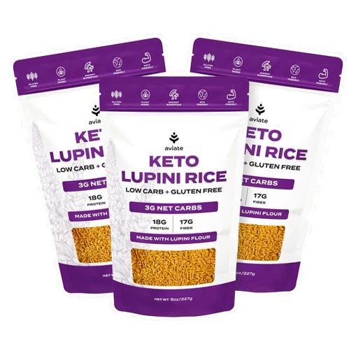 Aviate Keto Rice Orzo - Low Carb (3g Net) Lupini Rice/Pasta, High Protein (18g), Gluten-Free, Made with Lupin Flour, Plant Based Vegan, Keto-friendly - Slim Orzo Pasta Rice (8oz) (Pack of 3)