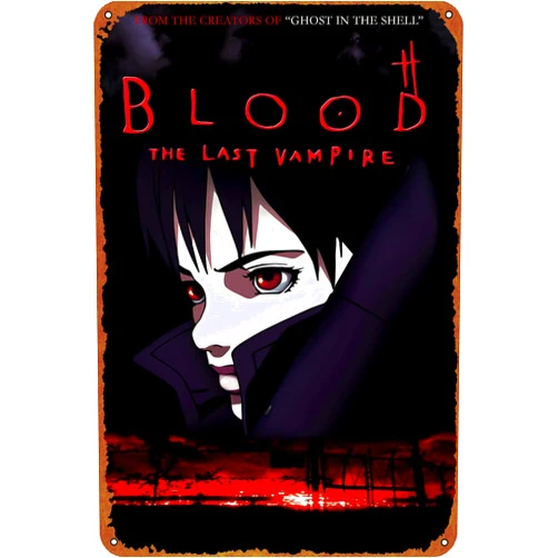 KIVYYB Blood: The Last Vampire Movie Poster Metal Plaque Tin Sign,Vintage Metal Pub Club Cafe bar Home Wall Art Decoration Poster Retro 8x12 inches