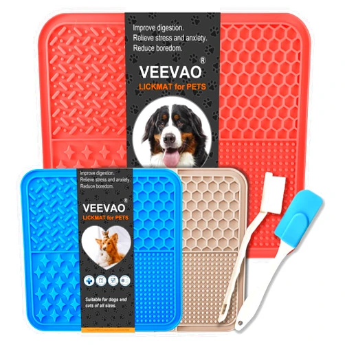 VEEVAO Lick Mat for Dogs, Food-Grade Silicone Dog Lick Mat as Boredom Busters and Anxiety Reliever, Dog Licking mat for Mental Stimulation, Dog Lick Pad for Peanut Butter