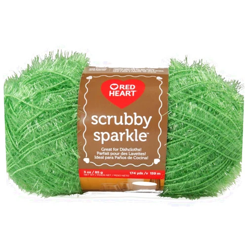 Craft County Red Heart Sparkle Scrubby Yarn – Perfect for Knitted or Crocheted Washcloths – Avocado