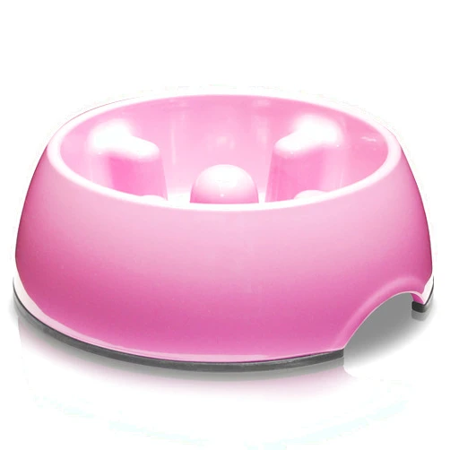 Dogit Go Slow Anti-Gulping Dog Dish, Slow Feeding Dog Bowl Suitable for Wet or Dry Food, Small, Pink