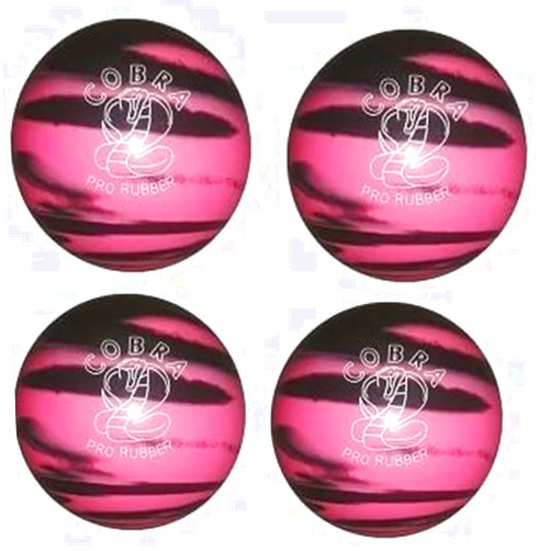 Bowlerstore Products EPCO Candlepin Bowling Balls - Cobra Pro Rubber - Pink & Black (4 1/2 inch- 2lbs. 6oz.) 4 Balls