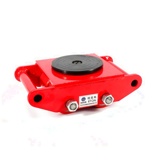 Biniliubi Industrial Machine Mover, Machine Moving Skate Machinery Making Roller Dolly Skate with 360 Degree Rotation Cap and 4 Wheels (Red, 6T / 13200 lbs)