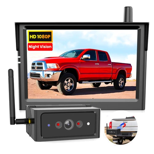 AUTO-VOX Magnetic Wireless Backup Camera,2Mins DIY Installation &1080P Portable Battery Truck Trailer Hitch Rear View Camera with 5