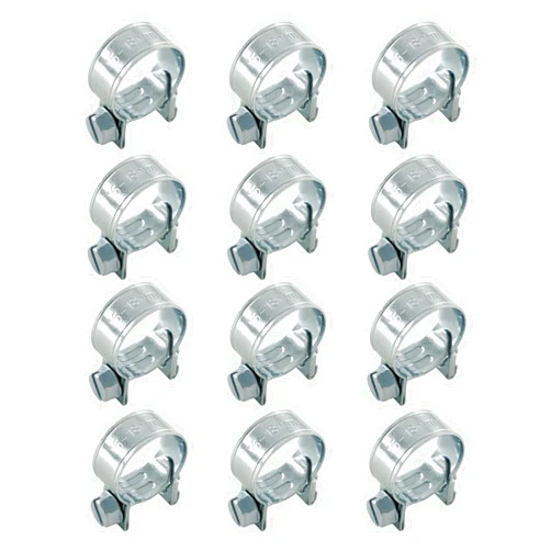 Jersvimc 12pcs Stainless Steel Gas Line Clamp(16-18mm), Zinc Plated Mini Fuel Hose Clamp Adjustable Tube Clamp for Pipe Fuel Line