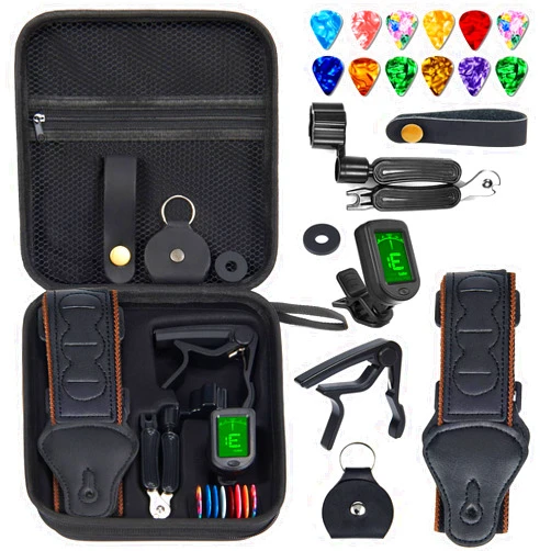 ASZUNE Guitar Accessories Kit:Strap,Capo,Picks,GuitaTuner,guitar string winders,Premium Guitar Gifts for Men, Beginners