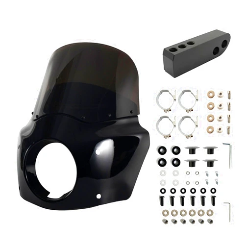BOSYCY Motorcycle Fairing Windshield Kit For 2006-2017 Dyna Street Bob Super Glide FXD FXDC Low Rider Accessories, 48-58mm Forks 11