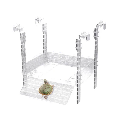 Juilsioa Hanging Turtle Basking Platform, Acrylic Aquatic Reptile Basking Platform with Ramp, Tortoise Resting Terrace for Turtle Tank Aquarium, Turtle Tank Accessories