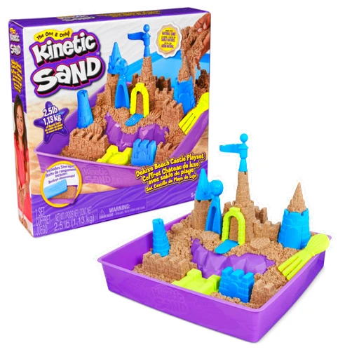 Kinetic Sand, Deluxe Beach Castle Playset with 2.5lbs of Beach Sand, includes Molds and Tools, Sensory Toys for Kids Ages 5+