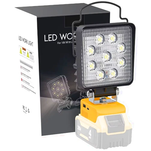 LIVOWALNY Cordless LED Work Light for Dewalt 20v Battery, Flashlight 20V for Dewalt Light 48W 4800LM, 20V Max LED Work Light, LED Flood Work Light with USB and Type-C Charging Port