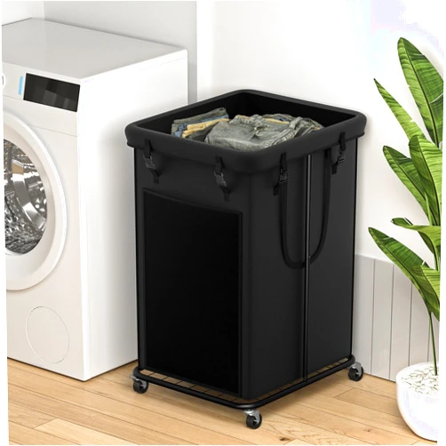 YKDIRECT 150L Large Laundry Hampers, Oxford Fabric Laundry Hampers Clothes Hampers, Metal Frame and Removable Bag Design with Wheels, Suitable for Bedroom, Bathroom, Dorm Room, Laundry Room (Black)
