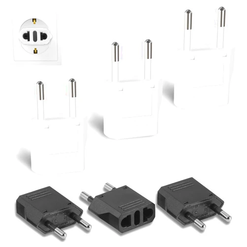 Vethwal 6 Pack US to Europe Plug Adapter,Multicolor European Travel Plug Adapter,Travel Adapter,Type C Plug Adapter for Traveling, Business Trips (White Black)