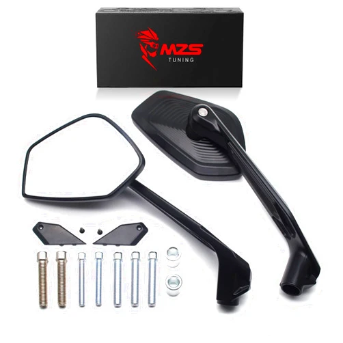 MZS Universal Motorcycle Mirrors, 10MM 8MM Motorbike Rearview Handlebar Side Mirror Compatible with GROM CB500F R1200GS R1250GS C400X MT07 MT09 MT03 Z400 Z650 Z900 SV650 GSXS 750 1000 390 690 790 890