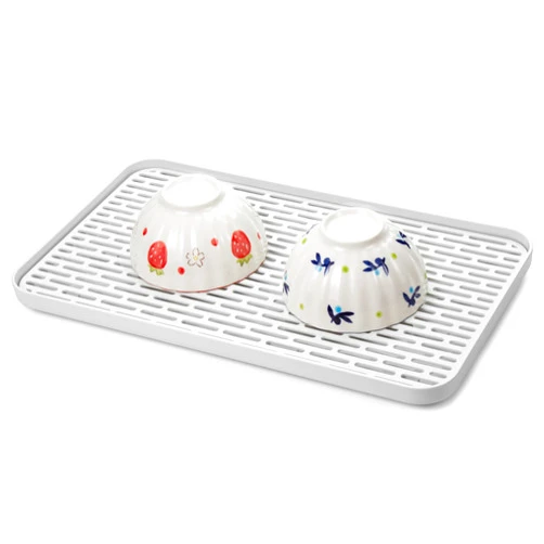 Lonian 2-Tier Drain Tray, Dish Drainer Drying Rack, Plastic Tea Tray for Cup Bowl Fruit