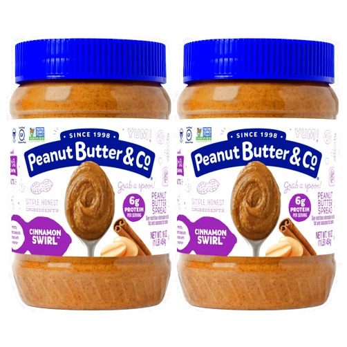 Peanut Butter & Co. Cinnamon Swirl Peanut Butter, Non-GMO, Gluten Free, Vegan, 16 Ounce (Pack of 2)