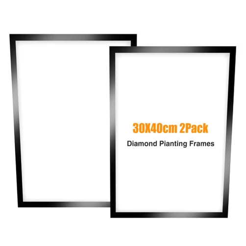 NAIMOER 2Pack Diamond Painting Frames, Frames for 12x16in/30x40cm Diamond Art Canvas, Magnetic Diamond Painting Frame Self-Adhesive, Diamond Art Frames for Wall Window Door (Black)