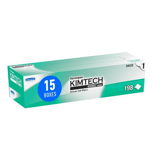 Kimtech 34133 Kimwipes Delicate Task Wipers, 1-Ply, 11 4/5 x 11 4/5, 198 Count (Pack of 15), White