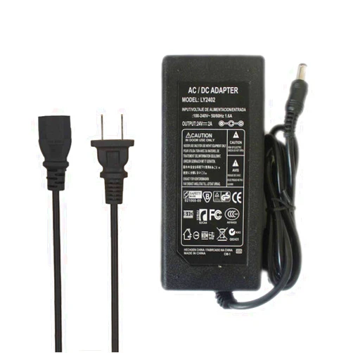 JOYLIT 24V Power Supply Adapter 2A 48W, 100-240V AC to DC Converter Transformer 24 Volt 2Amp 1Amp Switching Adaptor 2.1 X 5.5mm US Plug for LED Strip, CCTV Camera