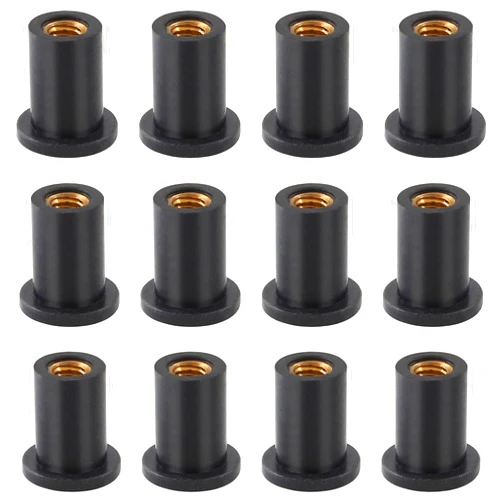 Moicstiy 12Pcs M5 Rubber Well Nuts Neoprene Expansion Brass Nuts Fairing Universal Motorcycle Fasteners for Canoe, Boat, Kayak