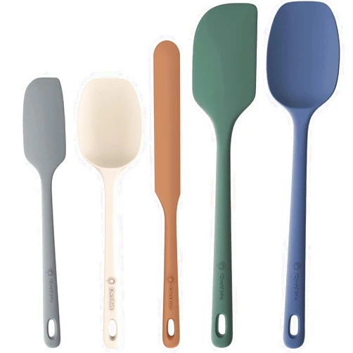 ChefAide 5 Pieces Silicone Spatula Set, Food Grade Rubber Spatula, Upgrade Strong Handle with Ergonomic Grip, Heat Resistant Up to 600°F for Nonstick Cookware, Cooking