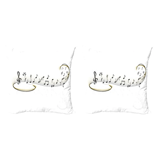 Ambesonne Music Decorative Throw Pillow Case Pack of 2, Bass Abstract Treble Chef Notes of Musical Art on Plain Backdrop Pattern, Couch Bedroom Living Room Cushion Cover, 16