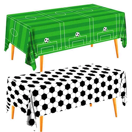 SJJPDYY Soccer Party Decorations Disposable Tablecloth Plastic Soccer Birthday Party Decorations Plastic Table Cover for Soccer Ball Themed Birthday Party Supplies, 54 x 108 Inches，2 Pack