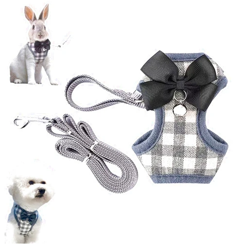 Kcjuoam Cat Harness, Dog Harness and Leash Set, Bunny Rabbit Ferret Harness with Adjustable Buckle Comfort for Pet Kitten Small Animals Harnesses