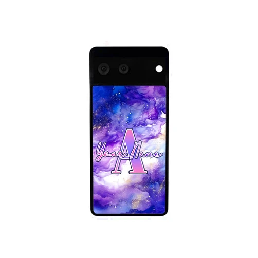 Bleu Reign Personalized Phone Case for Google Pixel Watercolor Wash Pattern Design Galaxy Splash, Pixel 6 to 9 Fold (Add Custom Name)