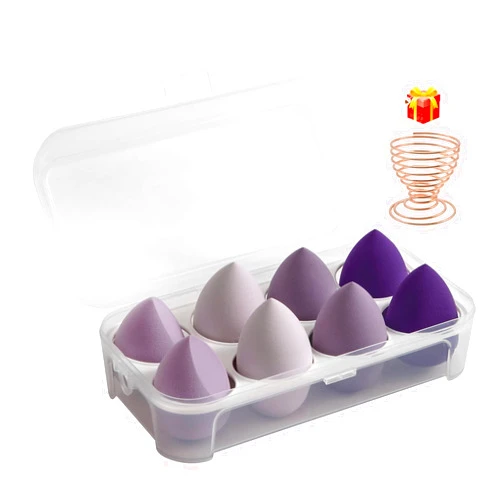 IDEAL VIGOR 4 Pcs Makeup Sponges Blender Set, Beauty Blenders Sponges For Foundation Blender with Case and 1 Holder, Flawless for Liquid, Cream, and Powder, Multi-colored Makeup Sponges (8PCS Purple)