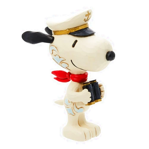 Enesco Peanuts Collection by Jim Shore Snoopy Sailor Captain Miniature Figurine- Stone Resin Hand Crafted Painted Collectible Peanuts Snoopy Mini Figurines Home Decor Statue, 3.5 Inch