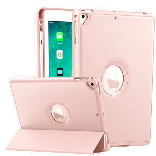 MoKo Case for iPad 6th / 5th Generation (2018 / 2017Model, 9.7 Inch) with Apple Pen Holder, Slim Hollow Logo Smart Cover for iPad 9.7 inch, Also Fit iPad Pro 9.7/Air 2/Air, Auto Wake/Sleep, Rose Gold