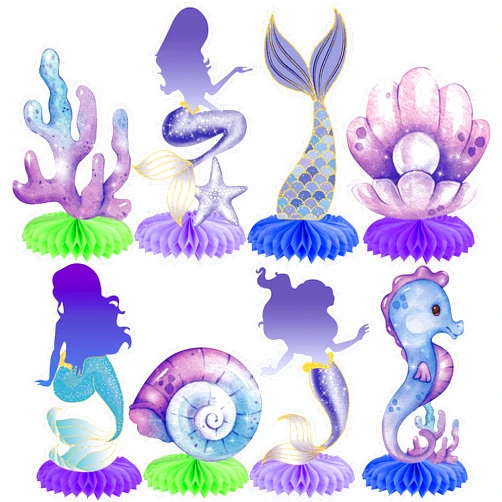 C L cooper life 12pcs Mermaid Table Decorations Mermaid Tail Table Honeycomb Centerpieces for Under The Sea Party Favors Baby Shower Supplies