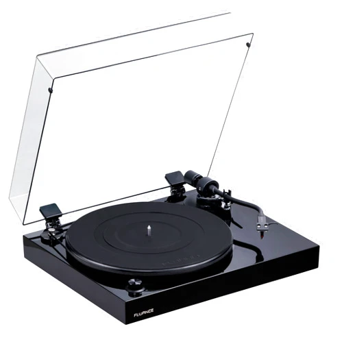 Fluance RT82 Reference High Fidelity Vinyl Turntable Record Player with Ortofon OM10 Cartridge, Speed Control Motor, High Mass MDF Wood Plinth, Vibration Isolation Feet - Piano Black
