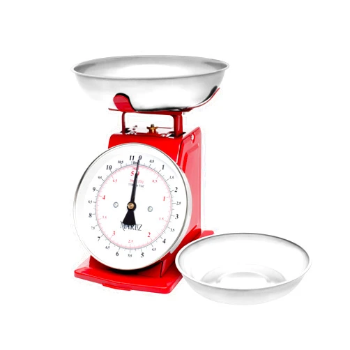 MARLIZ 11 lb/ 5Kg Mechanical Food Scale for Kitchen| Analog Kitchen Scale with 2 Bowls Grams and Ounces |balanza di cocina Food Weight Scales red| Meat Scale Small Kitchen Scale