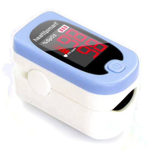 HealthSmart Pulse Oximeter for Fingertip, Displays Blood Oxygen Saturation & Pulse Rate, Accurate & Reliable, Batteries & Lanyard Included